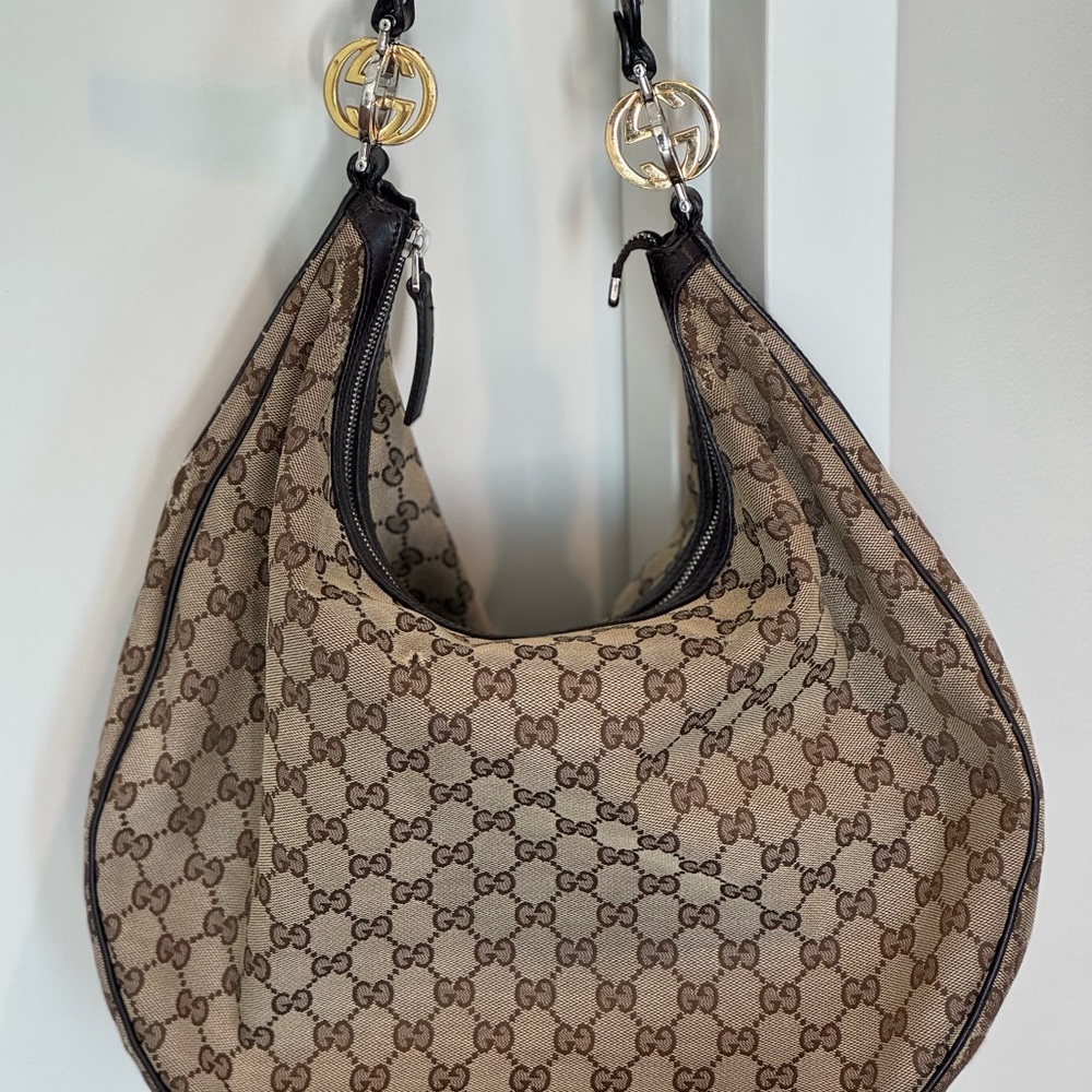 Genuine Gucci Cream and Brown Hobo Bag with Dust Bag/ Box - Picture 1 of 8
